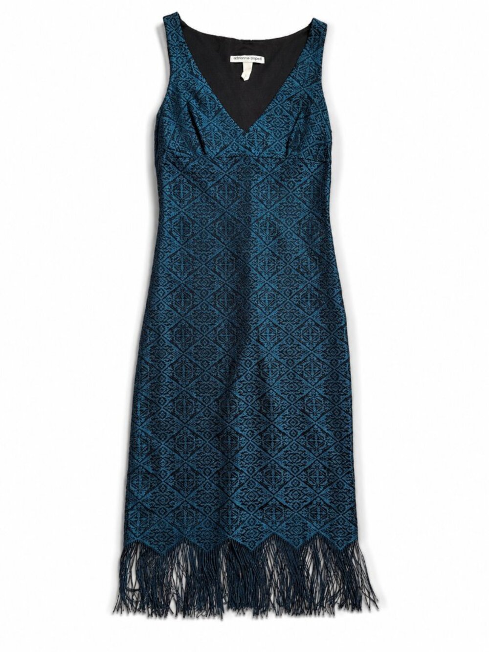 Vintage Y2K Necessary Objects Ady Gluck Frankel Metallic Fringe Blue Dress